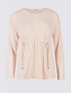 Marks & Spencer Drawstring Detail Long Sleeve T-shirt Blush