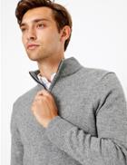 Marks & Spencer Pure Lambswool Textured Jumper Grey Mix