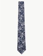 Marks & Spencer Silk Slim Floral Ombre Tie Grey Mix