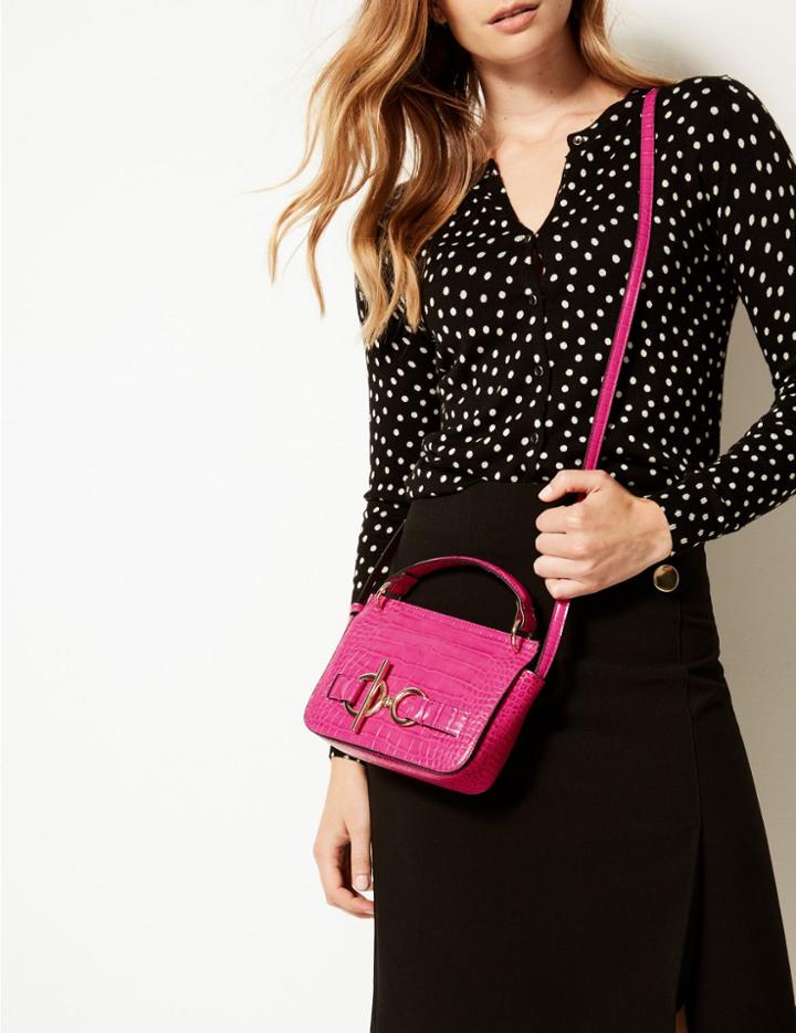 Marks & Spencer Faux Leather Ring Detail Cross Body Bag Pink