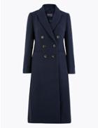 Marks & Spencer Petite Waisted Overcoat Navy