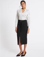 Marks & Spencer Patch Pocket Front Split Pencil Midi Skirt Black