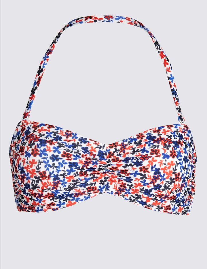 Marks & Spencer Ditsy Floral Print Bandeau Bikini Top Red Mix