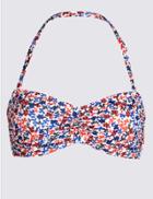 Marks & Spencer Ditsy Floral Print Bandeau Bikini Top Red Mix