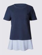 Marks & Spencer Cotton Rich Double Layer Poplin Smock Top Ivory Mix