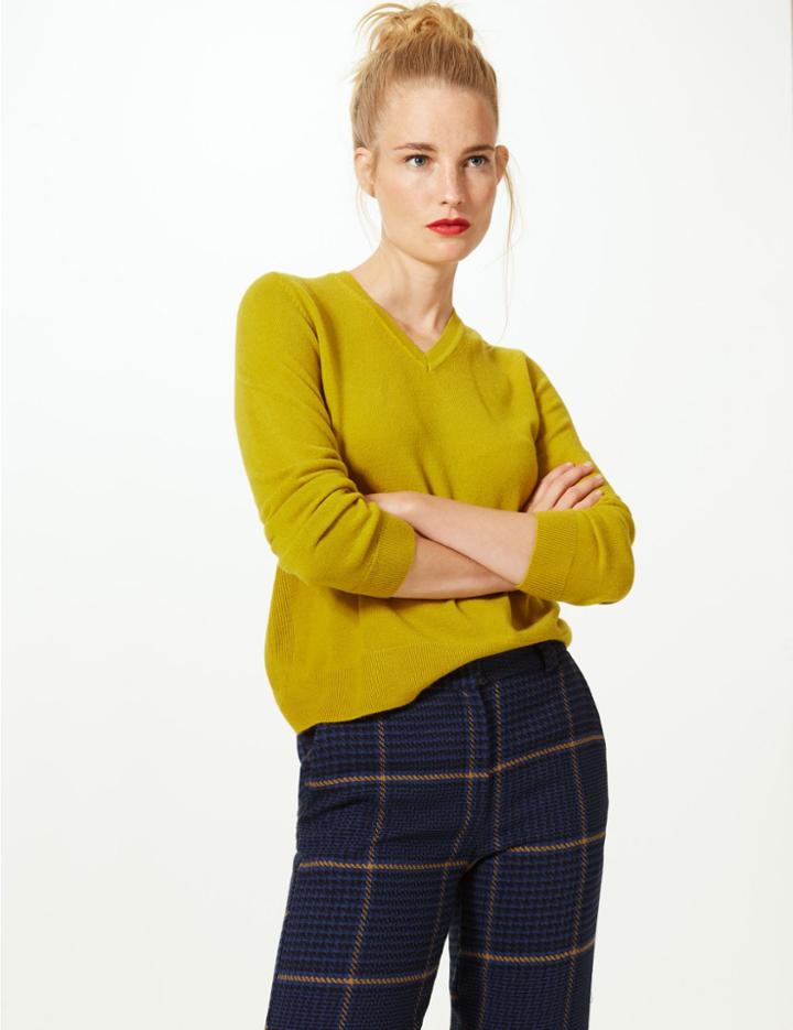 Marks & Spencer Cashmilon&trade; V-neck Jumper Winter Lime