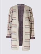 Marks & Spencer Checked Longline Cardigan Grey Mix