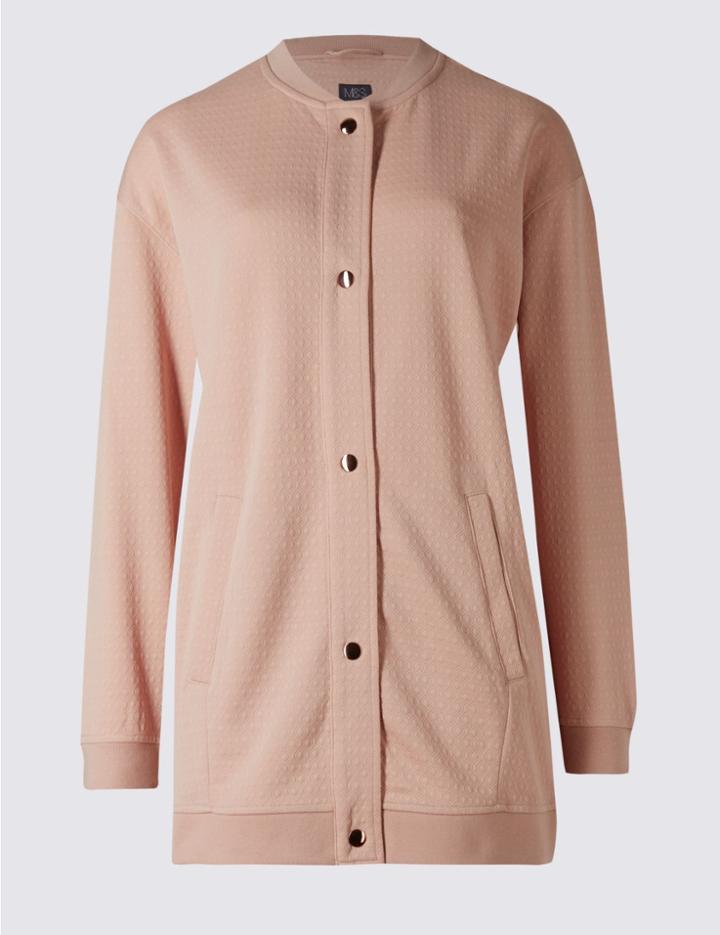 Marks & Spencer Longline Jersey Bomber Jacket Copper Rose