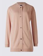 Marks & Spencer Longline Jersey Bomber Jacket Copper Rose