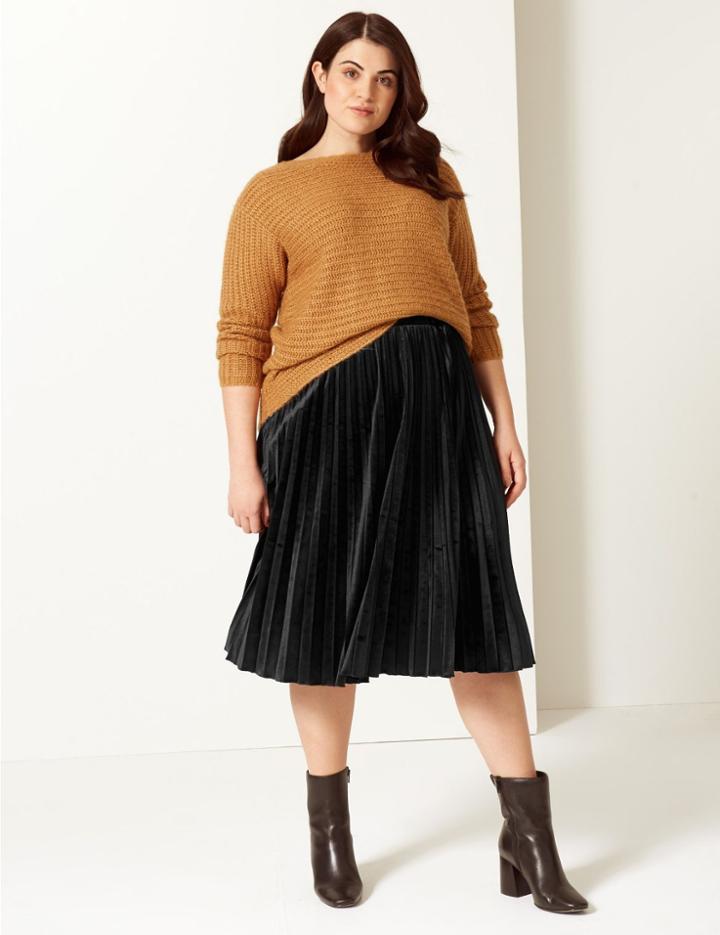 Marks & Spencer Curve Pleated Skirt Black