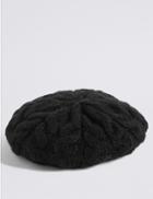 Marks & Spencer Cable Knit Beret Hat Black