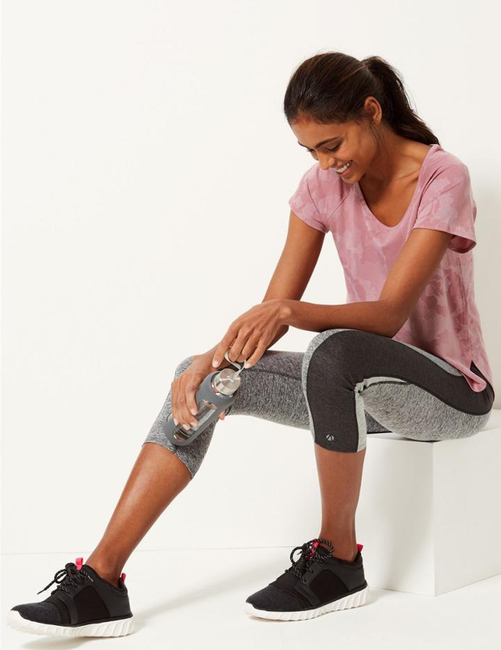 Marks & Spencer Jaspe Quick Dry Cropped Leggings Grey Mix
