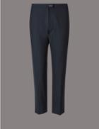 Marks & Spencer Petite Wool & Silk Blend Trousers Navy
