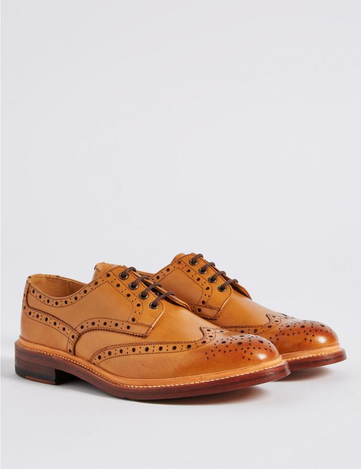 Marks & Spencer Leather Brogue Shoes Tan