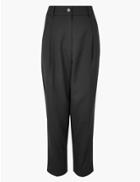Marks & Spencer Wool Blend Tapered Ankle Grazer Trousers Black