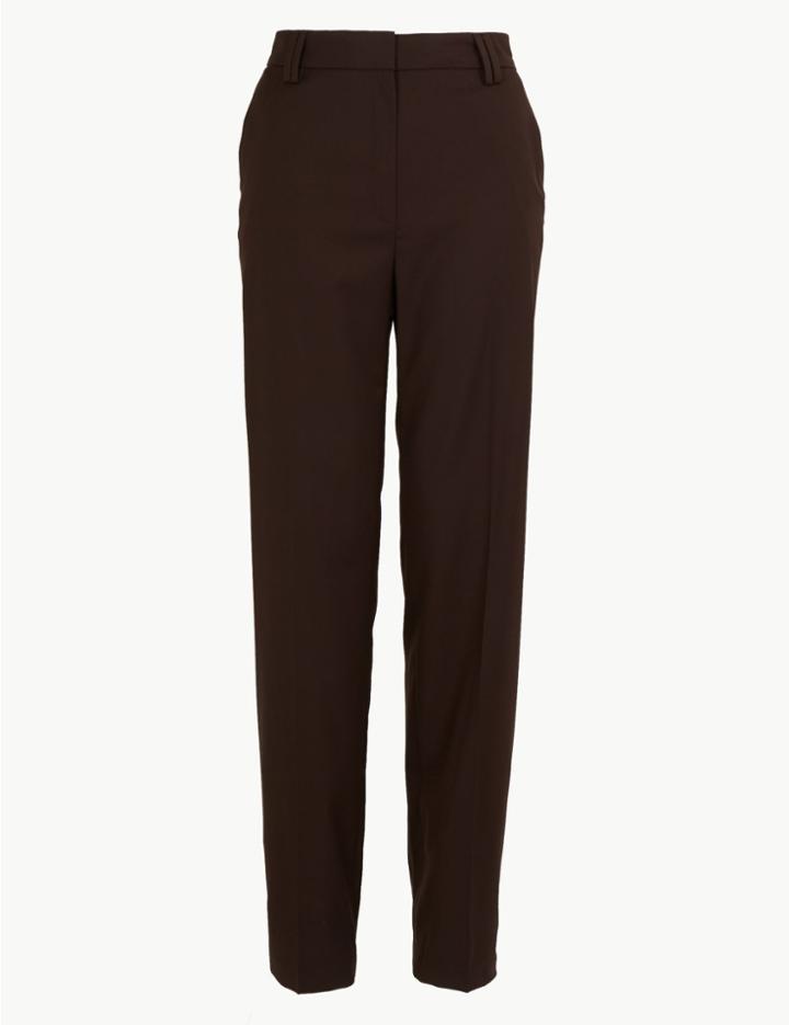 Marks & Spencer Freya Relaxed Straight Leg Trousers Chocolate