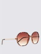 Marks & Spencer Hexagonal Frame Oversized Sunglasses Brown Mix