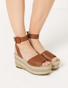 Marks & Spencer Leather Wedge Heel Ankle Strap Sandals Tan
