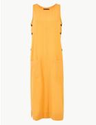 Marks & Spencer Cotton Blend Midi Shift Dress Yellow