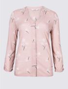 Marks & Spencer Floral Print 3/4 Sleeve Shirt Lilac Mix