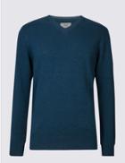 Marks & Spencer Pure Cotton V-neck Jumper Marine