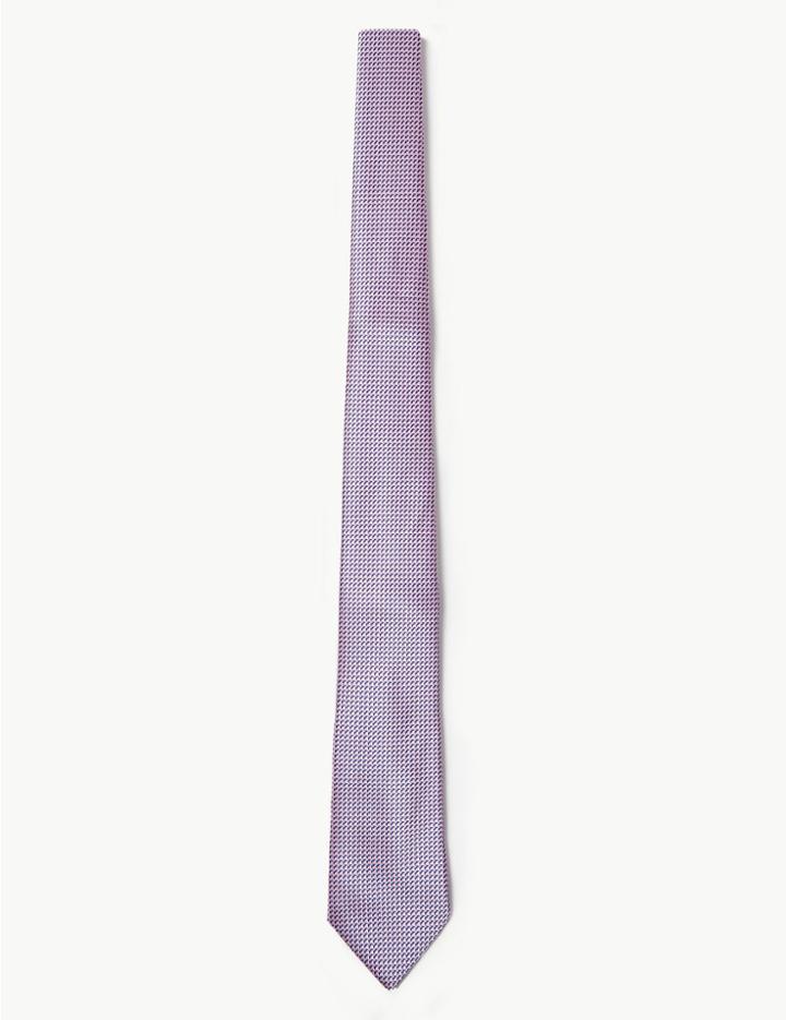 Marks & Spencer Micro Geometric Tie Pale Pink Mix