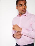 Marks & Spencer 2in Longer Pure Cotton Non-iron Slim Fit Shirt Pink Mix