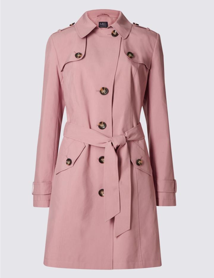 Marks & Spencer Belted Trench With Stormwear&trade; Dusty Pink