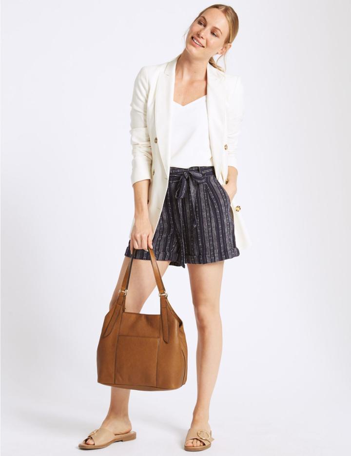 Marks & Spencer Leather 3 Compartment Hobo Bag Tan