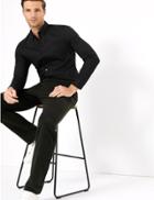 Marks & Spencer Cotton Rich Slim Fit Shirt With Stretch Black