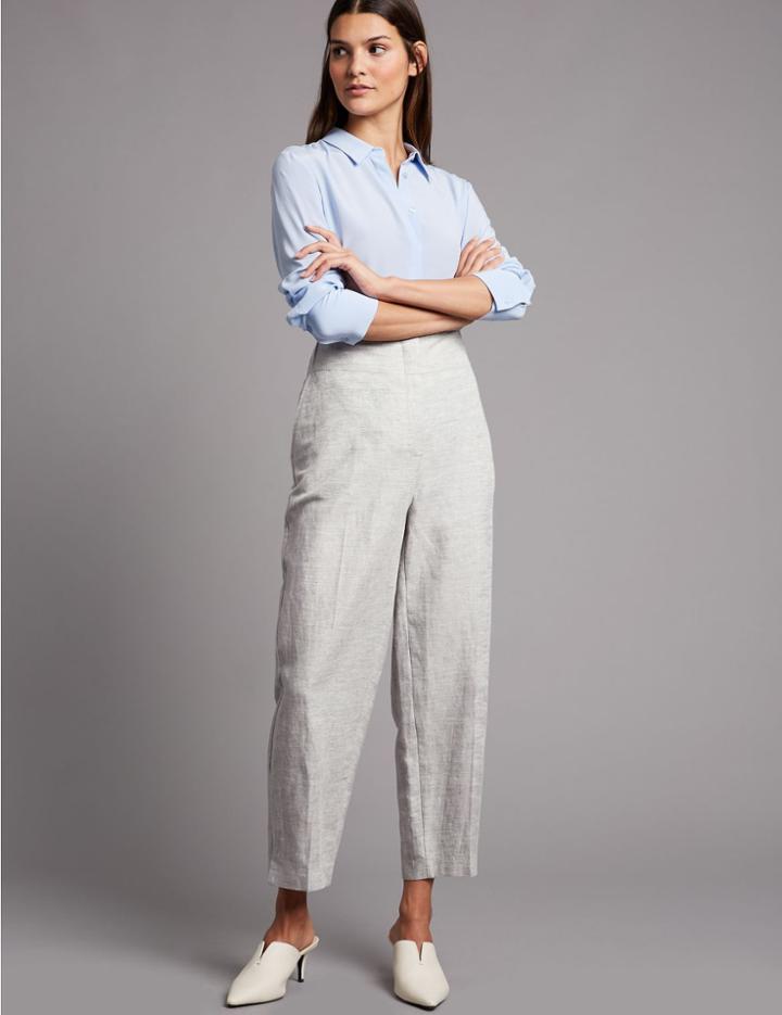 Marks & Spencer Cotton Rich Tapered Leg Peg Trousers Grey