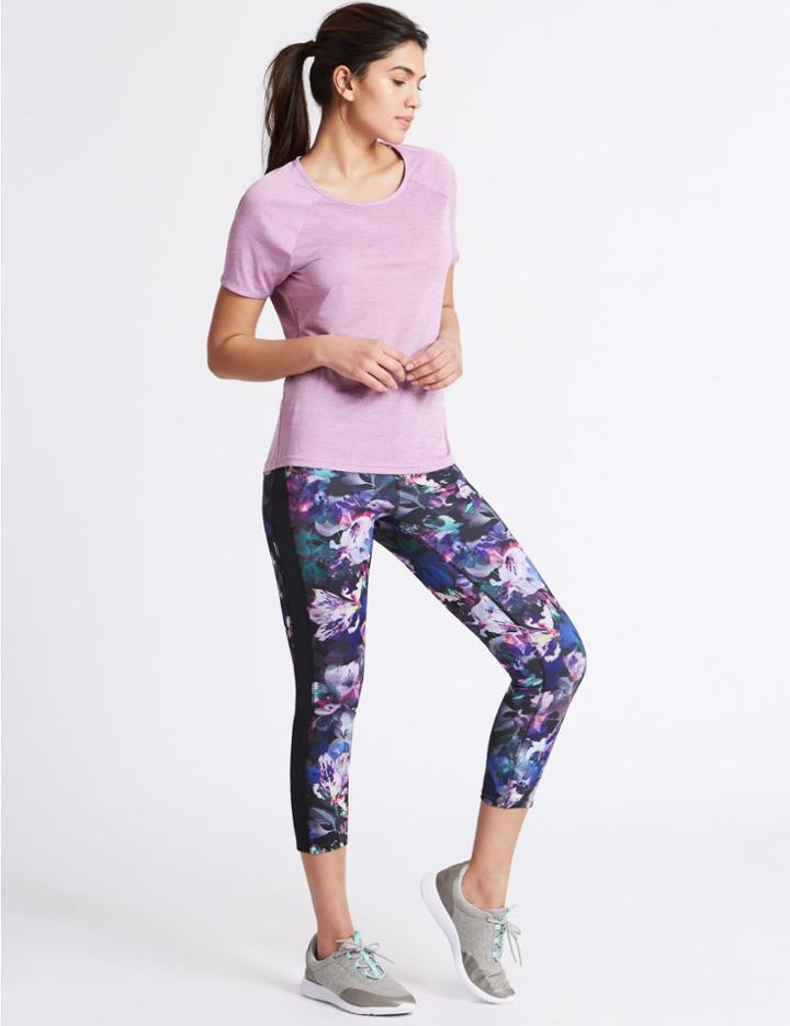 Marks & Spencer Floral Print Cropped Leggings Black