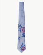 Marks & Spencer Pure Silk Floral Tie Blue