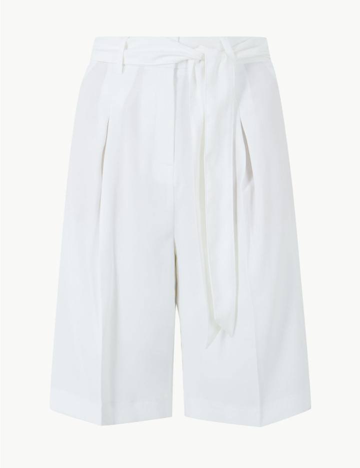 Marks & Spencer Belted High Waist Tailored Shorts Soft White