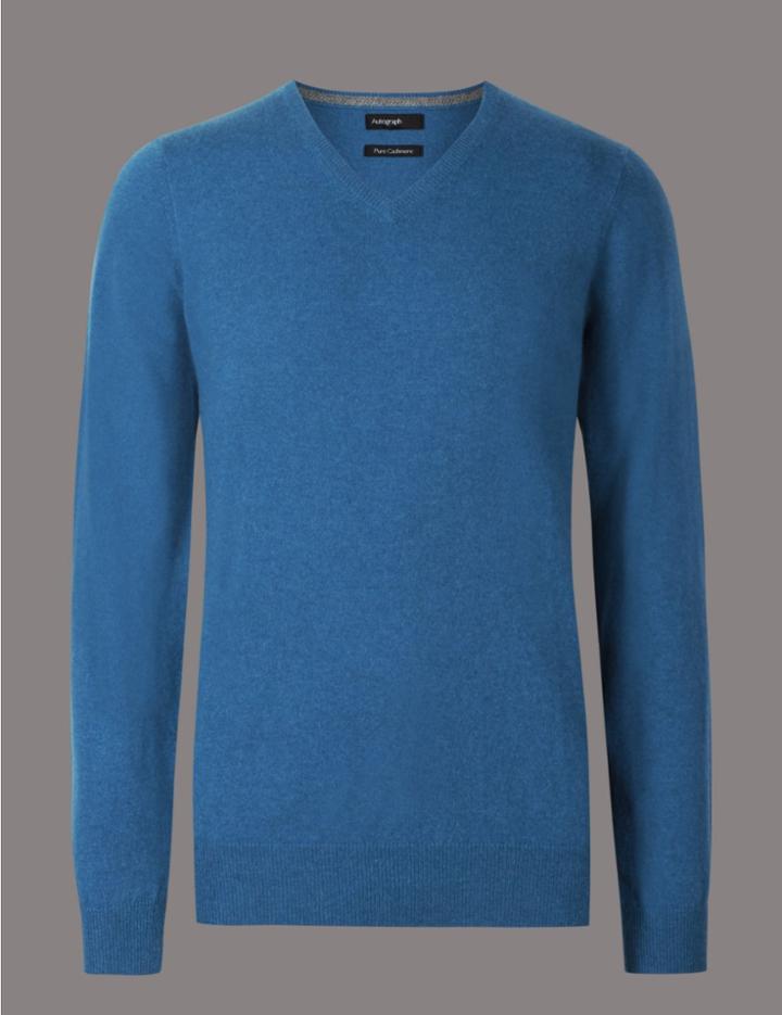 Marks & Spencer Pure Cashmere Jumper Medium Blue