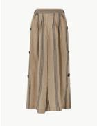 Marks & Spencer Linen Rich Striped Ankle Grazer Trousers Natural Mix