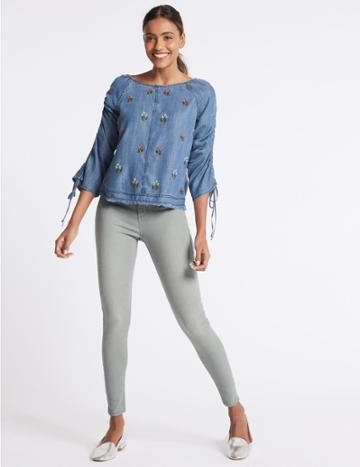 Marks & Spencer High Waist Super Skinny Jeans Light Grey