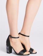 Marks & Spencer Jewel Heel Two Part Sandals Black