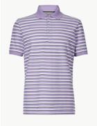 Marks & Spencer Pure Cotton Striped Polo Shirt Lilac Mix
