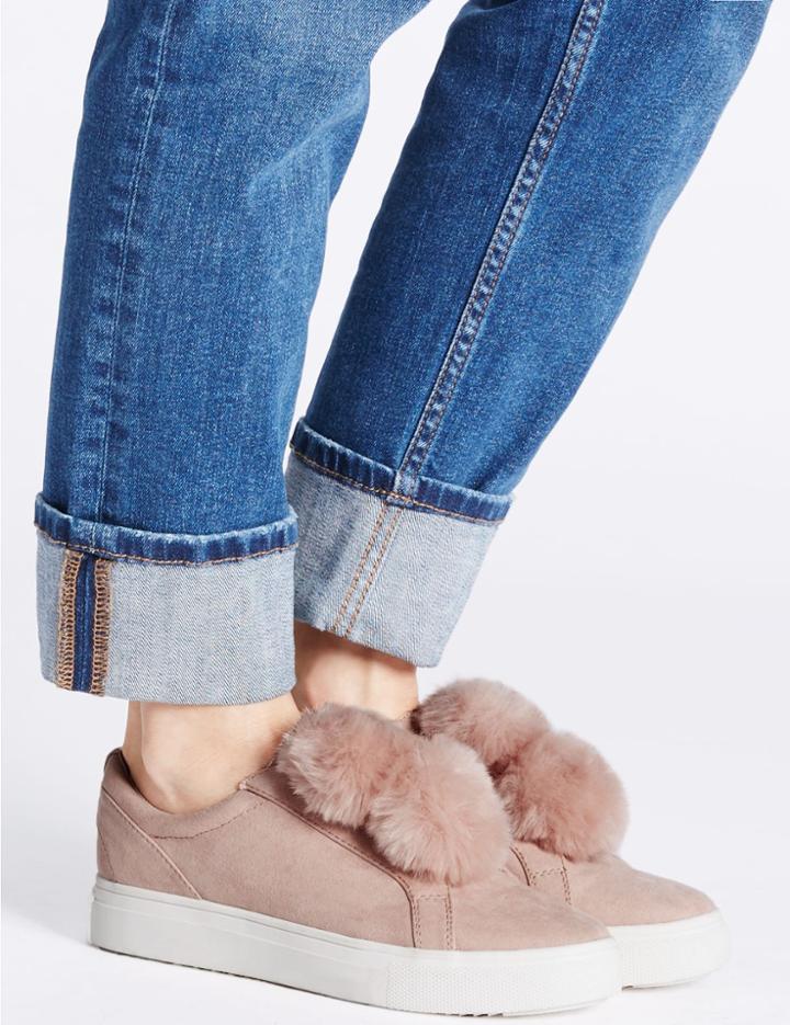 Marks & Spencer Pom Pom Trainers With Insolia Flex&reg; Nude