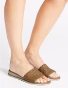 Marks & Spencer Leather Weave Vamp Mule Sandals Tan