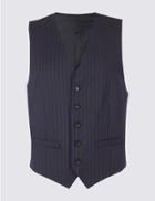 Marks & Spencer Navy Striped Tailored Fit Waistcoat Navy