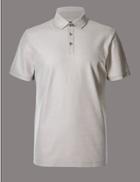 Marks & Spencer Pure Cotton Textured Polo Shirt Mist