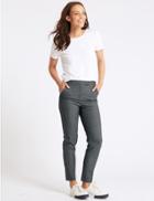 Marks & Spencer Checked Slim Leg Trousers Dark Grey Mix