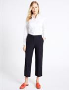 Marks & Spencer Cropped Straight Leg Trousers Navy