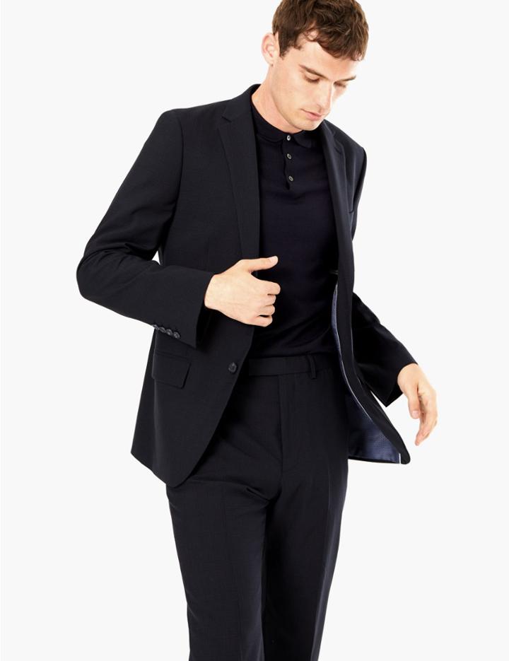 Marks & Spencer The Ultimate Navy Regular Fit Checked Jacket Navy