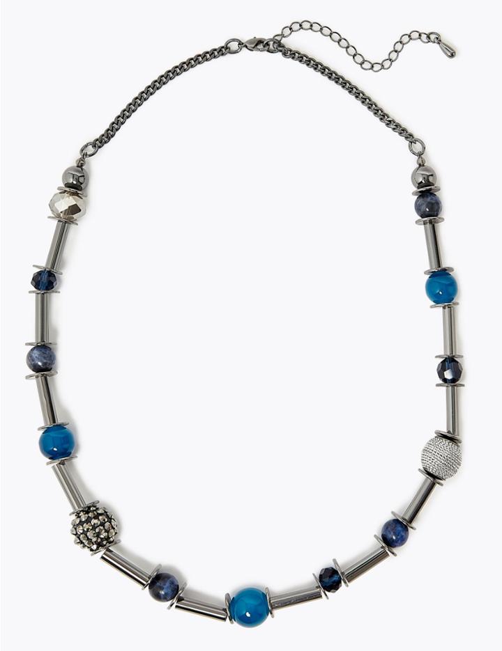 Marks & Spencer Bar & Bead Necklace Blue Mix