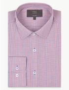 Marks & Spencer Cotton Blend Tailored Fit Shirt Red Mix
