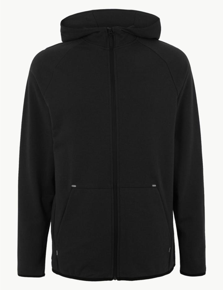 Marks & Spencer Active Cotton Zip Through Hoodie Black