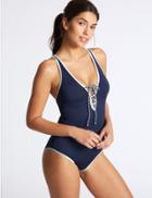 Marks & Spencer Secret Slimming&trade; Lace-up Swimsuit Blue Mix